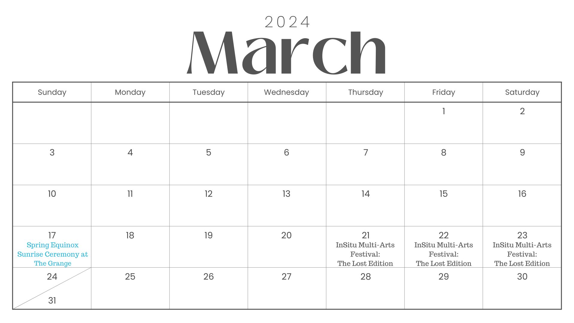 Heritage MARCH 2024 Events